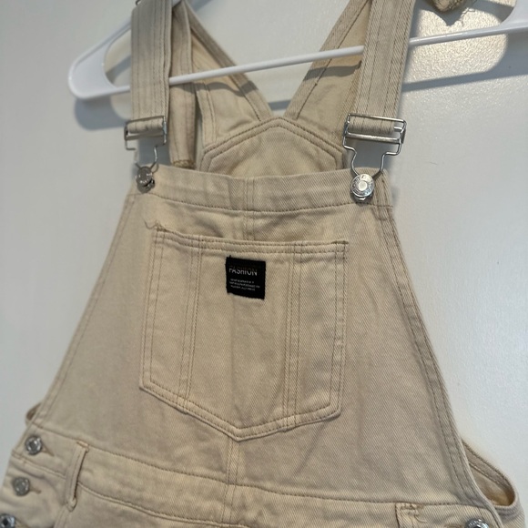 Wide Leg Cream 100% Cotton Shein Workwear Style Overalls Sz: L Adjustable Straps - Picture 7 of 14